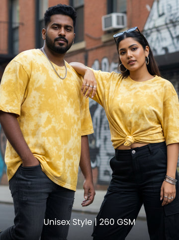 Yellow | Unisex Tie-Dye Oversized T-Shirt